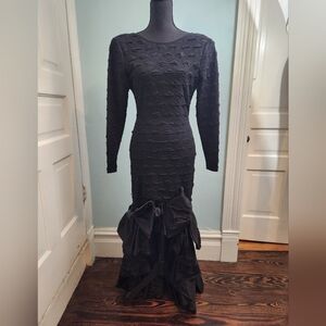 Vintage 1980s Black Joy Stevens Formal Mermaid Cocktail Dress